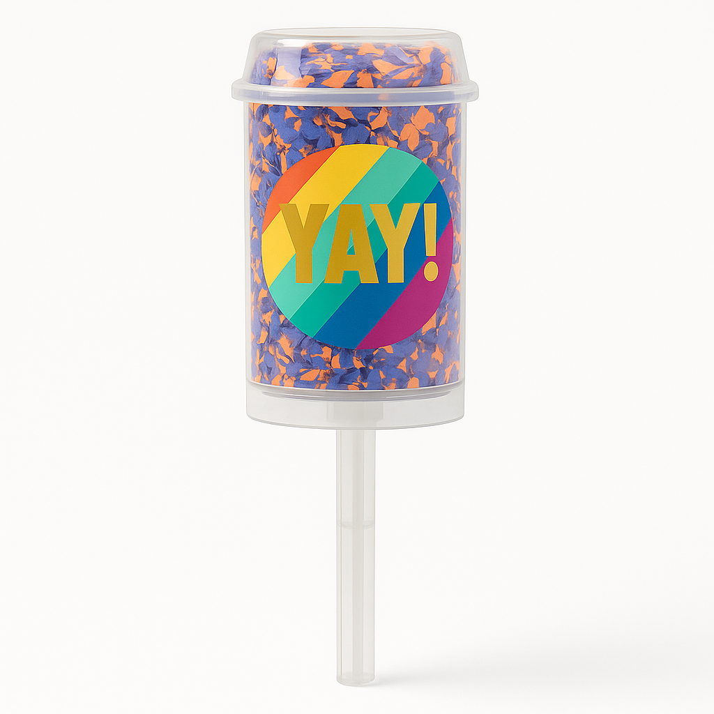 "Yay!" Multi-Colored Confetti Poppers, 2-Pack