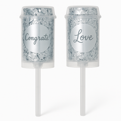 Silver "Congrats Love" Metallic Confetti Poppers - 2 Pack
