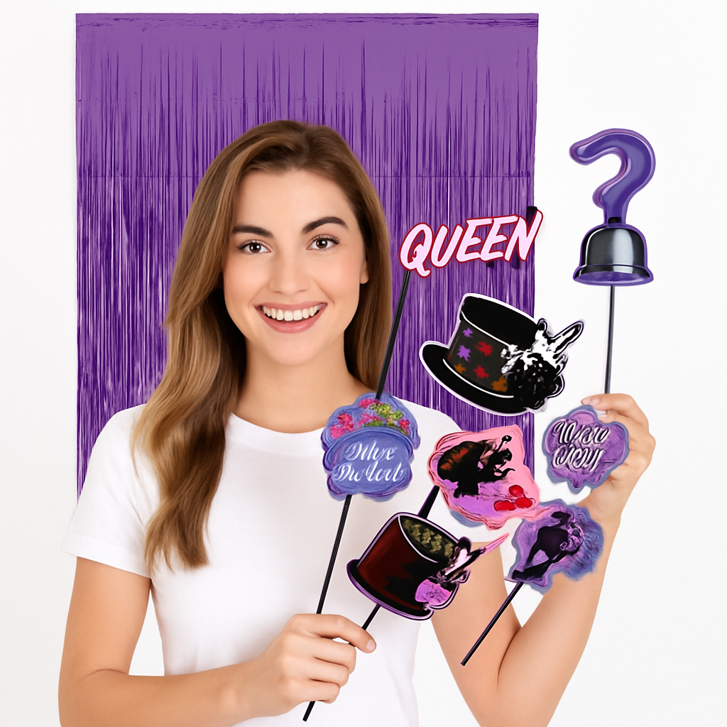 Disney Descendants 3 Photo Booth Kit with Purple Fringe Scene Setter