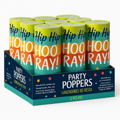 "Hip Hip Hooray" Confetti Party Poppers