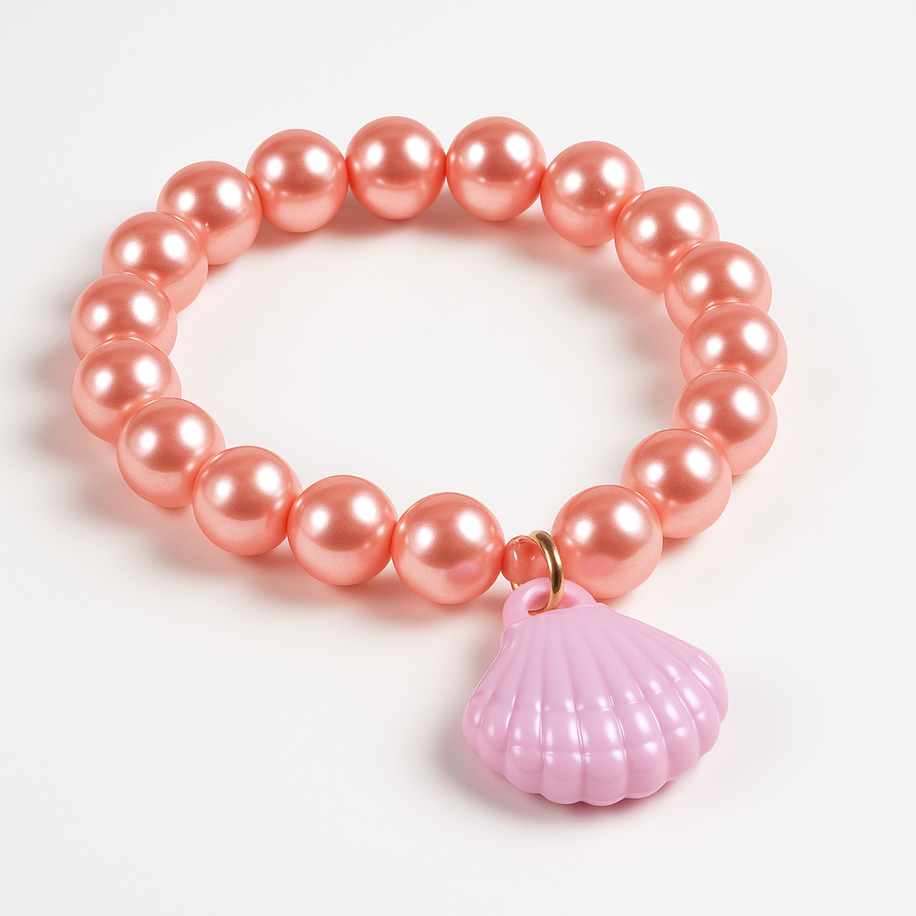 Shimmering Mermaid Bead Bracelets with Seashell Charm - 4 Pack