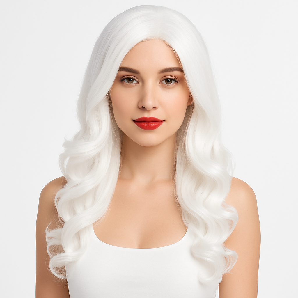 Glamorous Long White Wig - Costume Accessory for Team Spirit