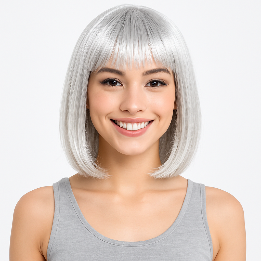 Silver Long Bob Wig - Trendy Costume Accessory for All Ages