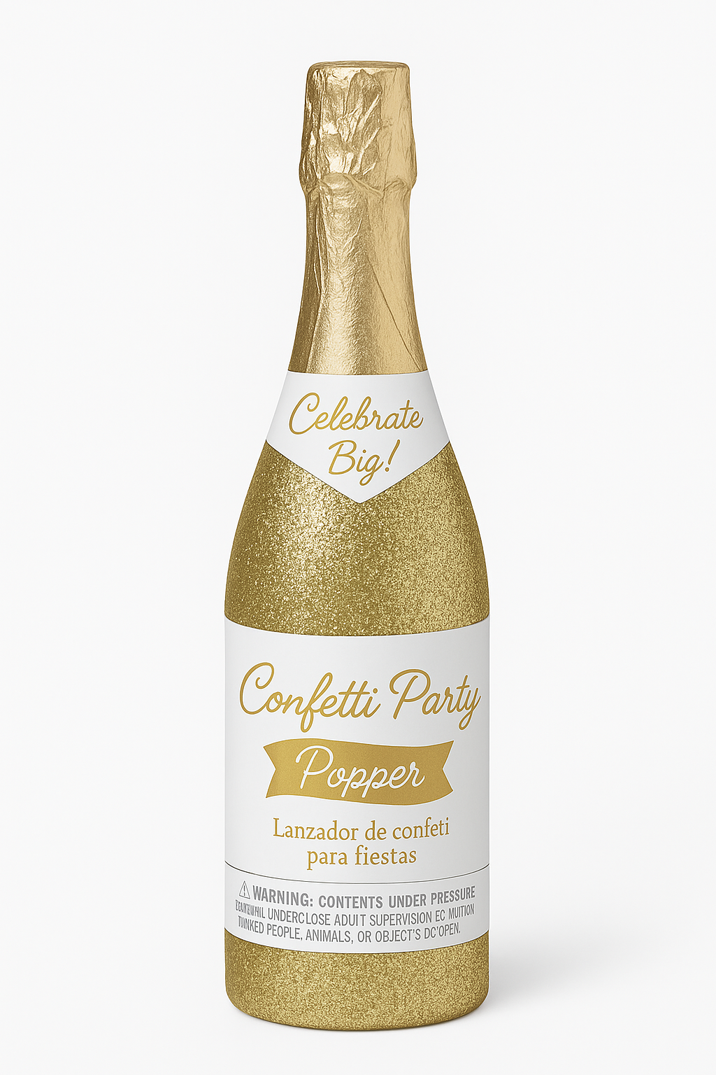 Golden Age Champagne Bottle Confetti Popper for Celebrations