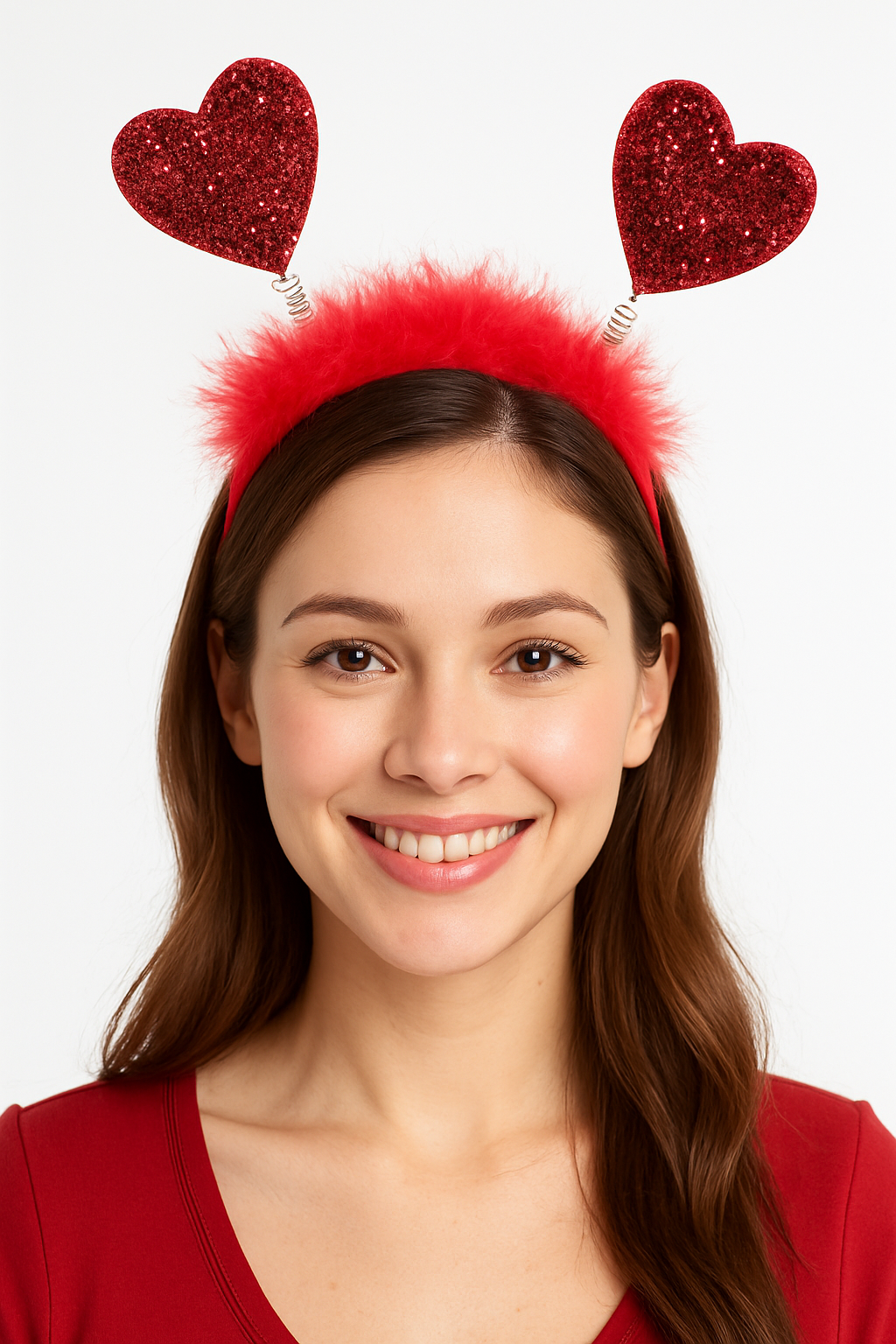 Valentine's Day Red Glitter Heart Head Bopper