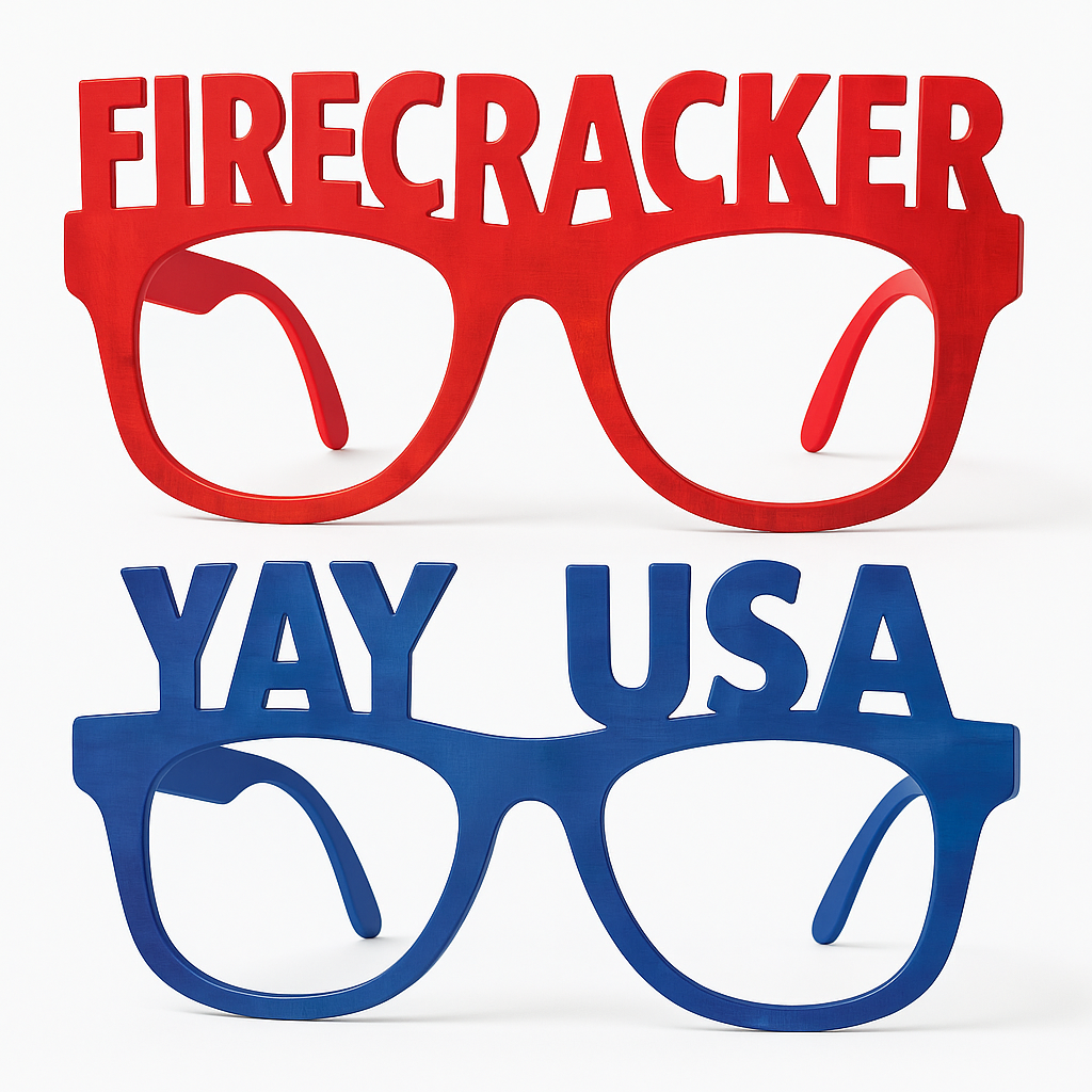 Patriotic Word Glasses Set - Firecracker & Yay USA