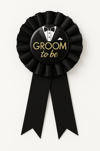 "Groom To Be" Award Ribbon - Black Tuxedo Design