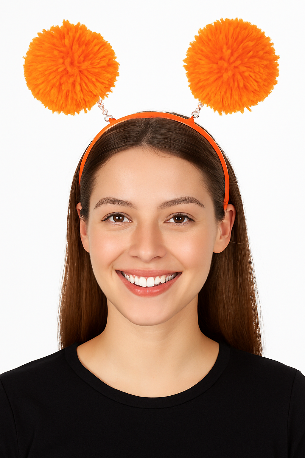 Orange Pom-Pom Headbopper Headband - Fun Team Spirit Accessory