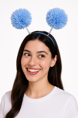 Light Blue Pom Pom Headbopper Headband