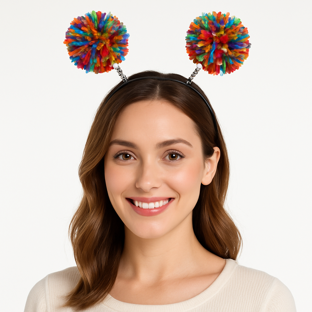 Rainbow Pom Pom Headbopper - Fun Team Spirit Accessory
