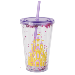 Disney Princess Glitter Confetti Tumbler Cup with Straw - 16oz