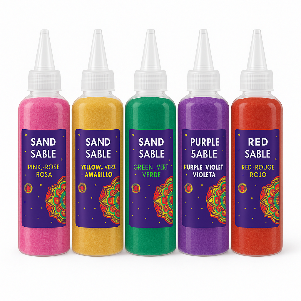 Diwali Rangoli Multi-Color Sand Set - 5 Pack
