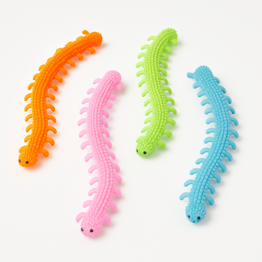 Multicolored Squishy Centipede Toys - 8-Pack Party Favors