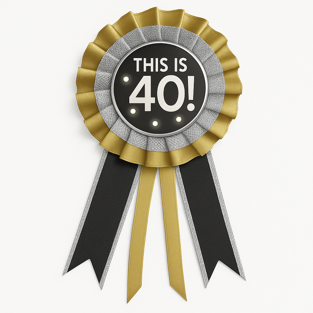 Black and Gold "This is 40!" Light-Up Award Ribbon