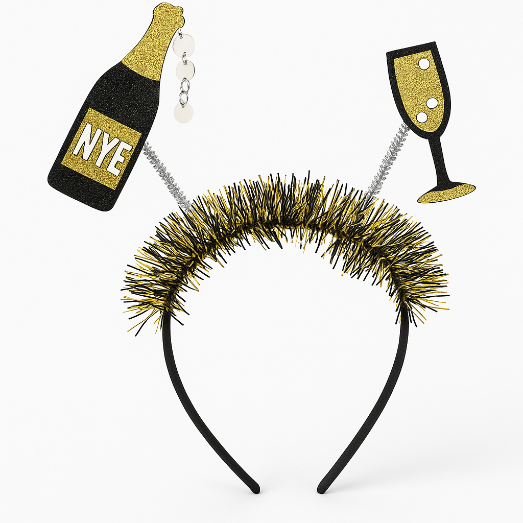 New Year's Eve Celebration Headband with Champagne Boppers