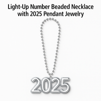Light-Up "2025" Bead Necklace with LED Pendant for New Year's Eve