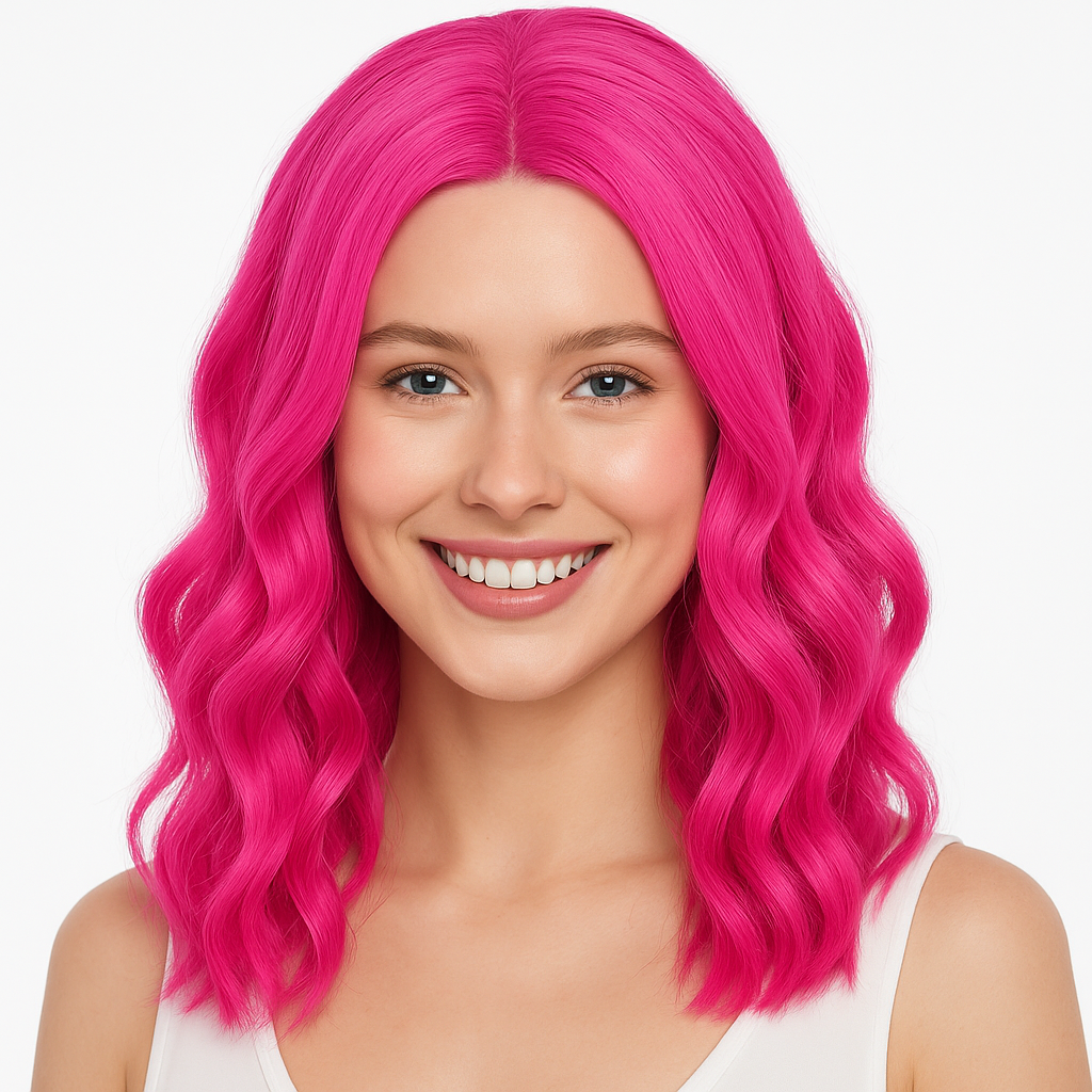 Chic Bright Pink Body Wave Wig