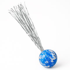 Colorful Comet Bouncy Ball with Silver Streamers