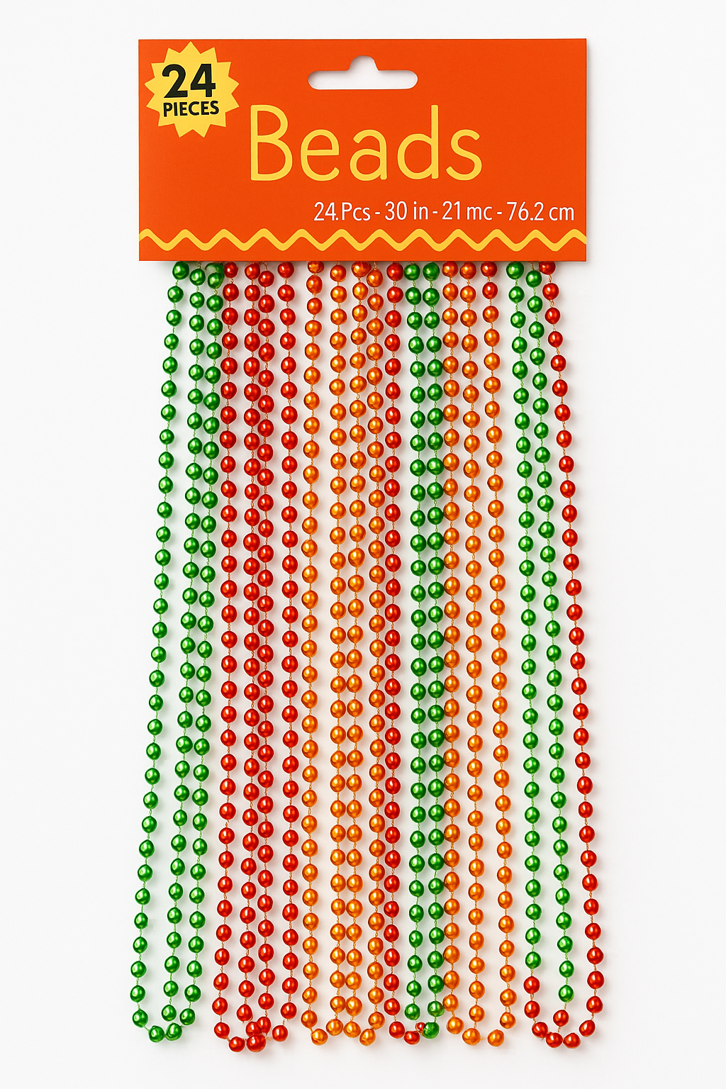 Fiesta Metallic Bead Necklaces - 30" Assorted Colors, 24-Pack