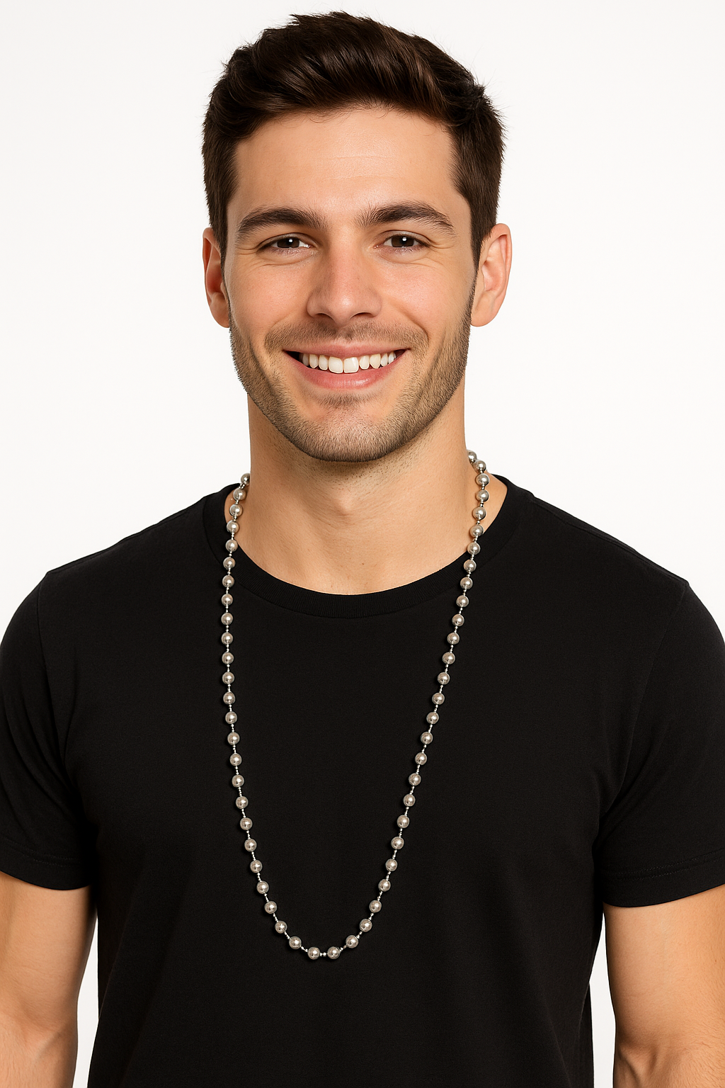 Silver Metallic Bead Necklace - 30" Party Accessory