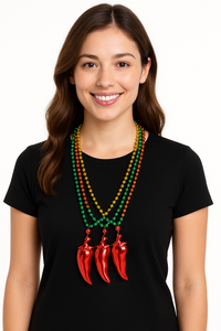 Spicy Fiesta Chili Pepper Bead Necklaces - 3 Pack
