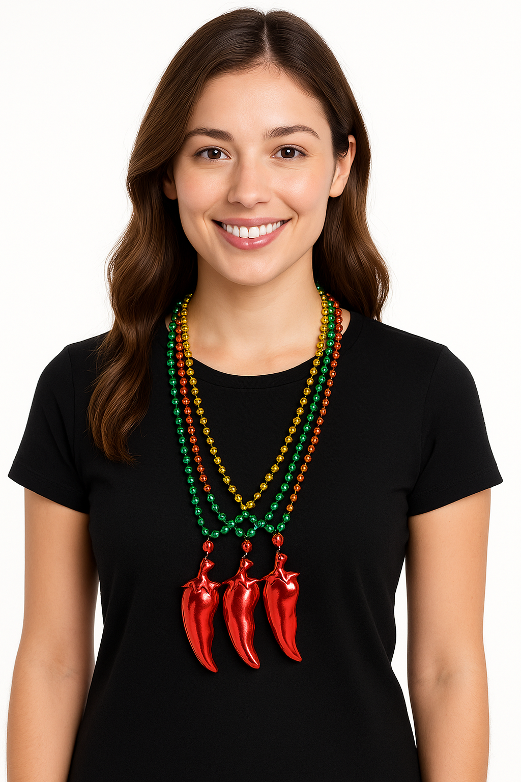 Spicy Fiesta Chili Pepper Bead Necklaces - 3 Pack