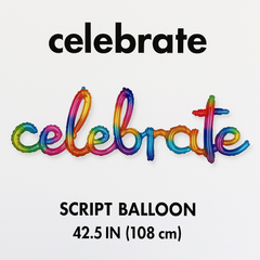 Rainbow Celebrate Script Foil Balloon