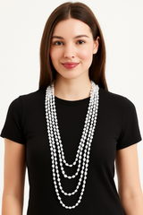 Silver Metallic Bead Necklace Set - 8 Pack
