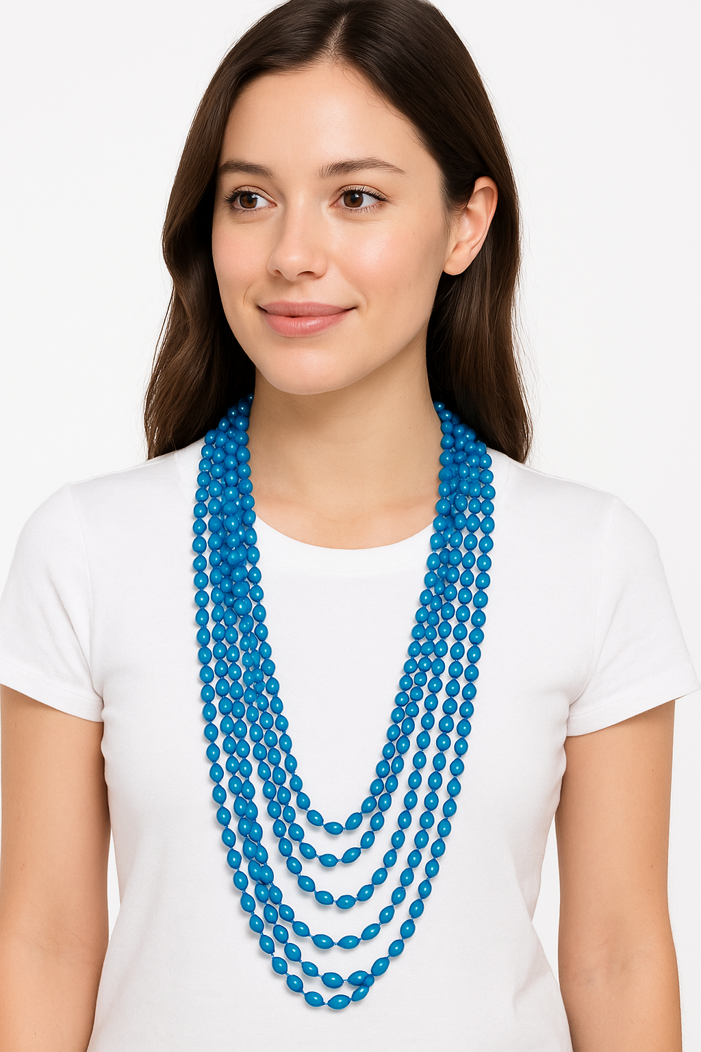 Royal Blue Metallic Bead Necklaces, 30-Inch, 8-Pack