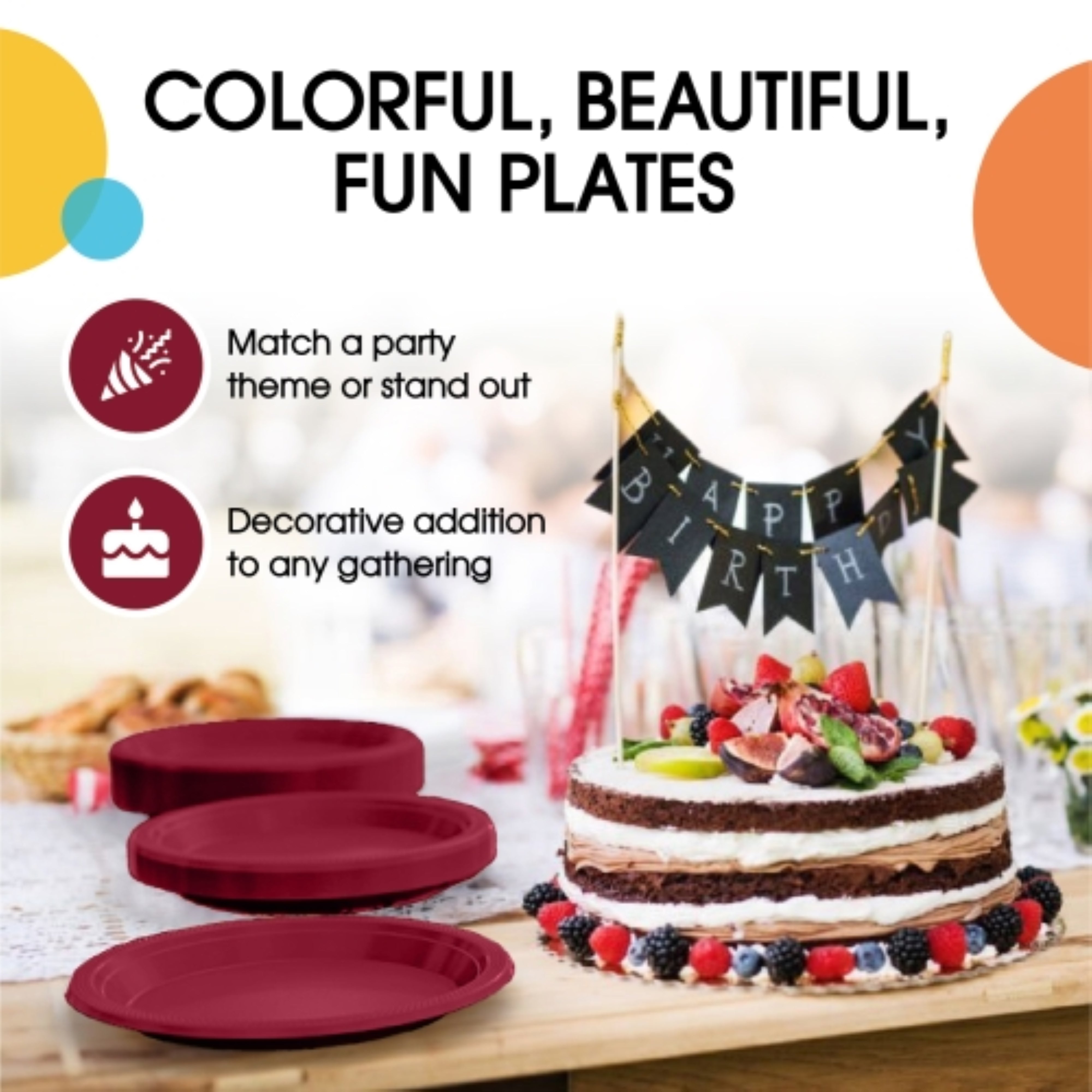 9 In. Burgundy Plastic Plates | 100 Count