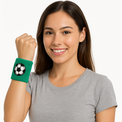 Soccer Sweatbands 2-Pack - Green Elastic Wristbands