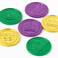 Mardi Gras Crown Coins - 100 Pack in Gold, Green, and Purple