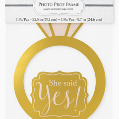"She Said Yes" Engagement Photo Booth Frame Kit - Gold Ring with Diamond, 22.5-Inch