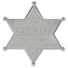 Silver Large Western Sheriff Badge Pin