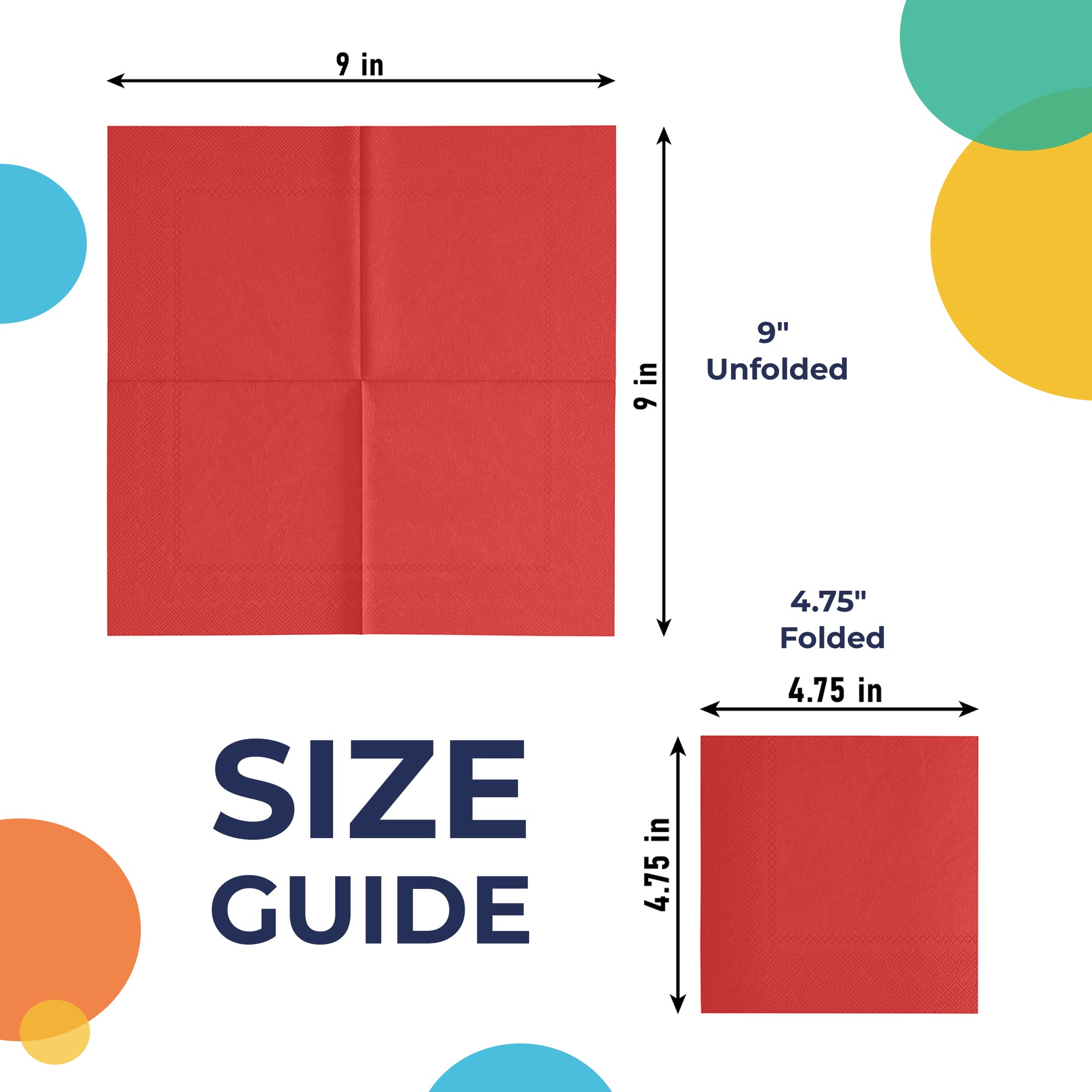 Red Beverage Napkins - 4.75 in. x 4.75 in. | 100 Count