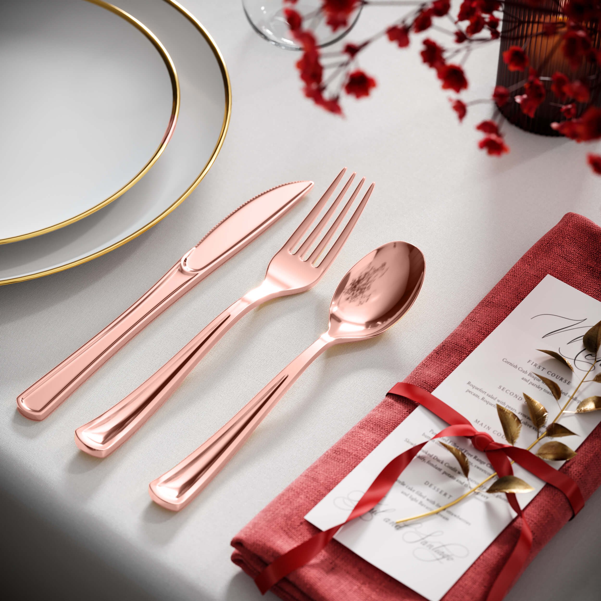 Exquisite Classic Rose Gold Plastic Knives | 120 Count