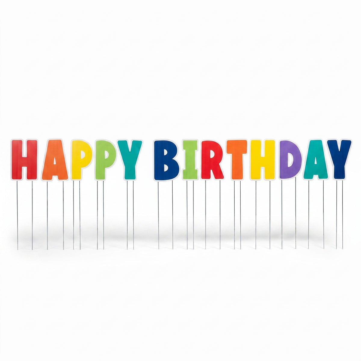 Vibrant "HAPPY BIRTHDAY" Yard Stake Sign Set