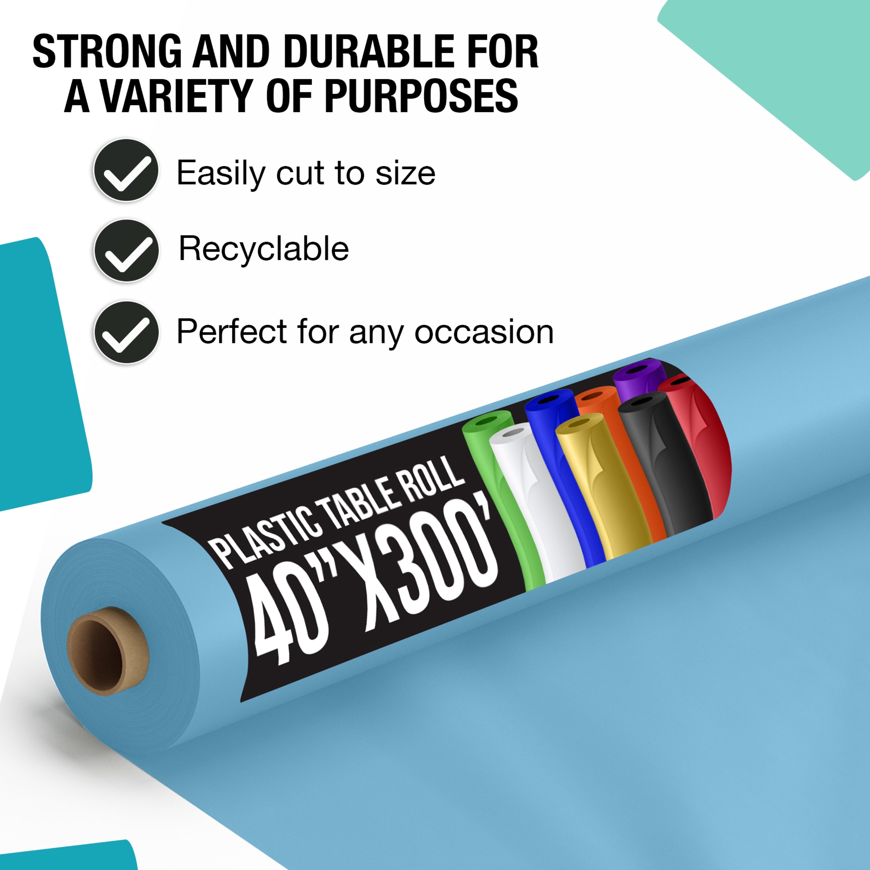 Little Gym - 40 In. x 300 Ft. Premium Sky Blue Table Roll