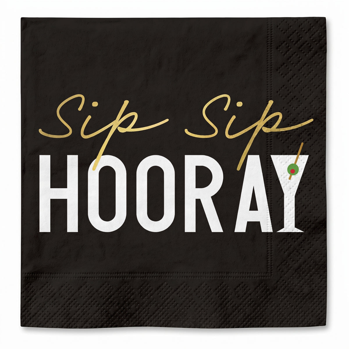 Sip Sip Hooray Cocktail Beverage Napkins, 20-Pack - 5 In. X 5 In.