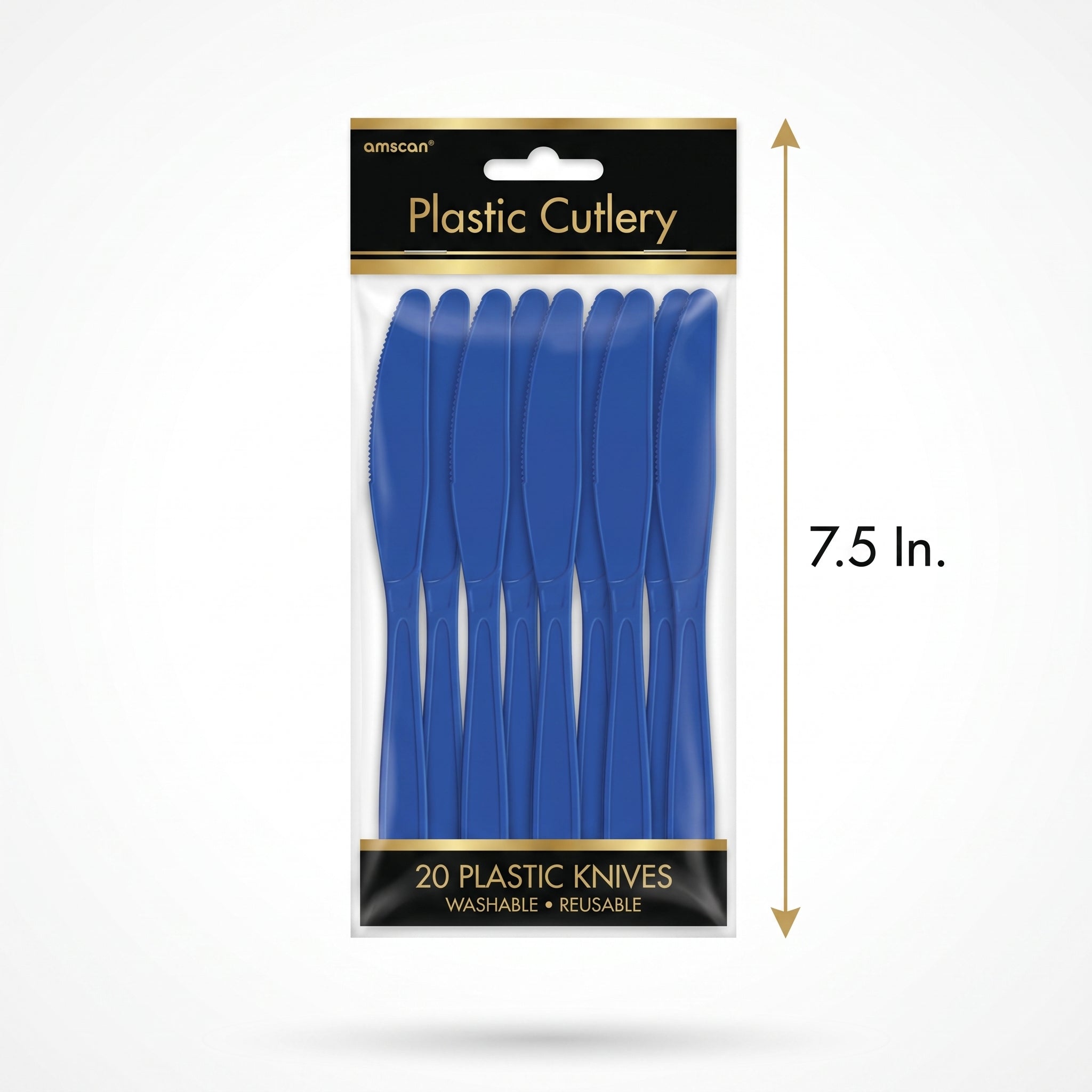 Royal Blue Plastic Knives - Pack of 20 - 7.5 in.