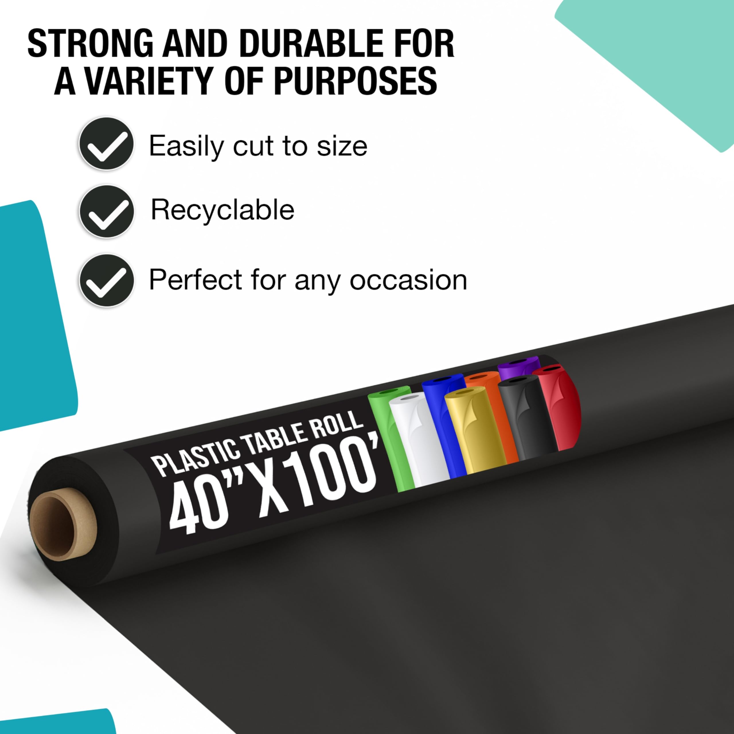 40 In. x 100 Ft. Black Table Roll | Case of 6