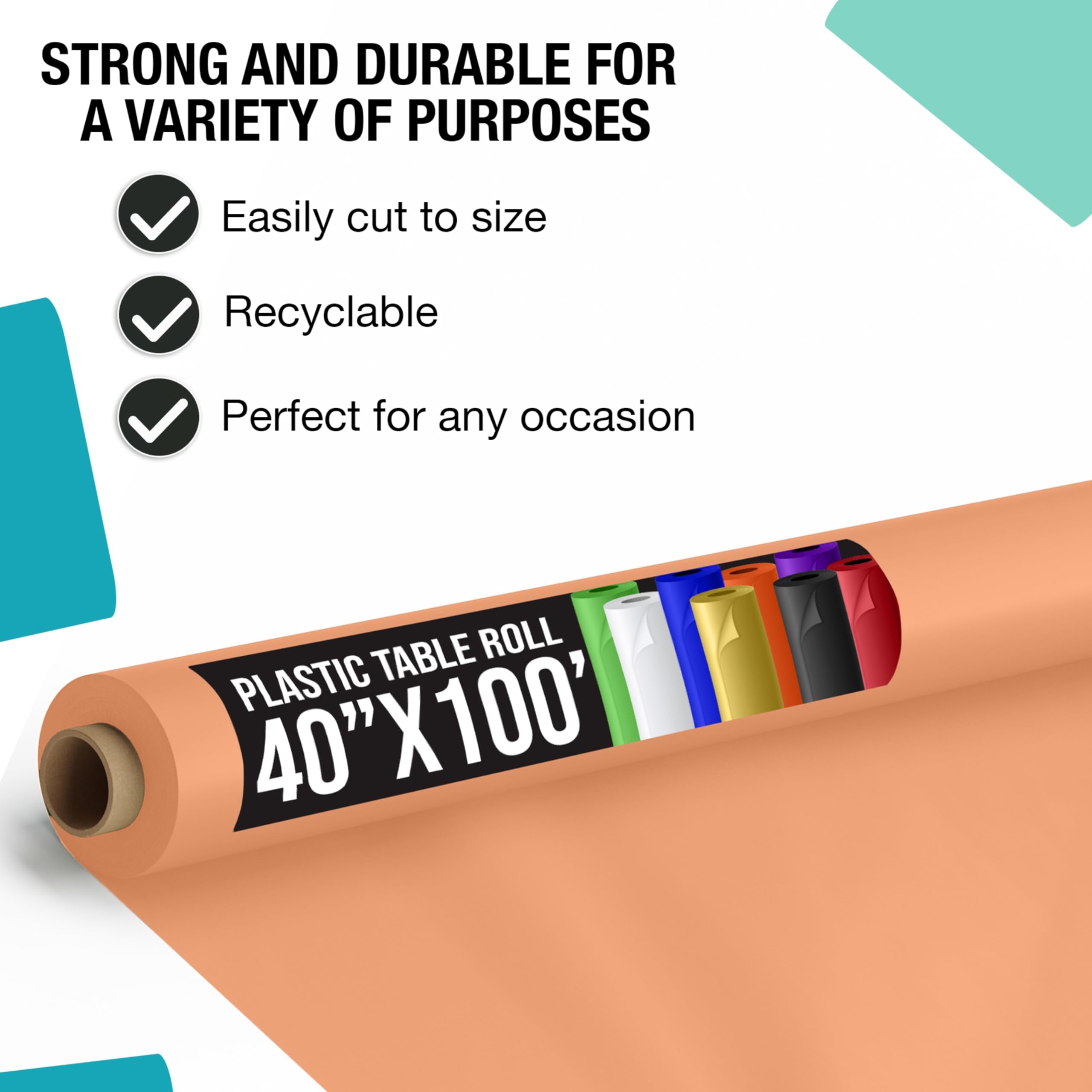 40 In. x 100 Ft. Peach Table Roll | Case of 6