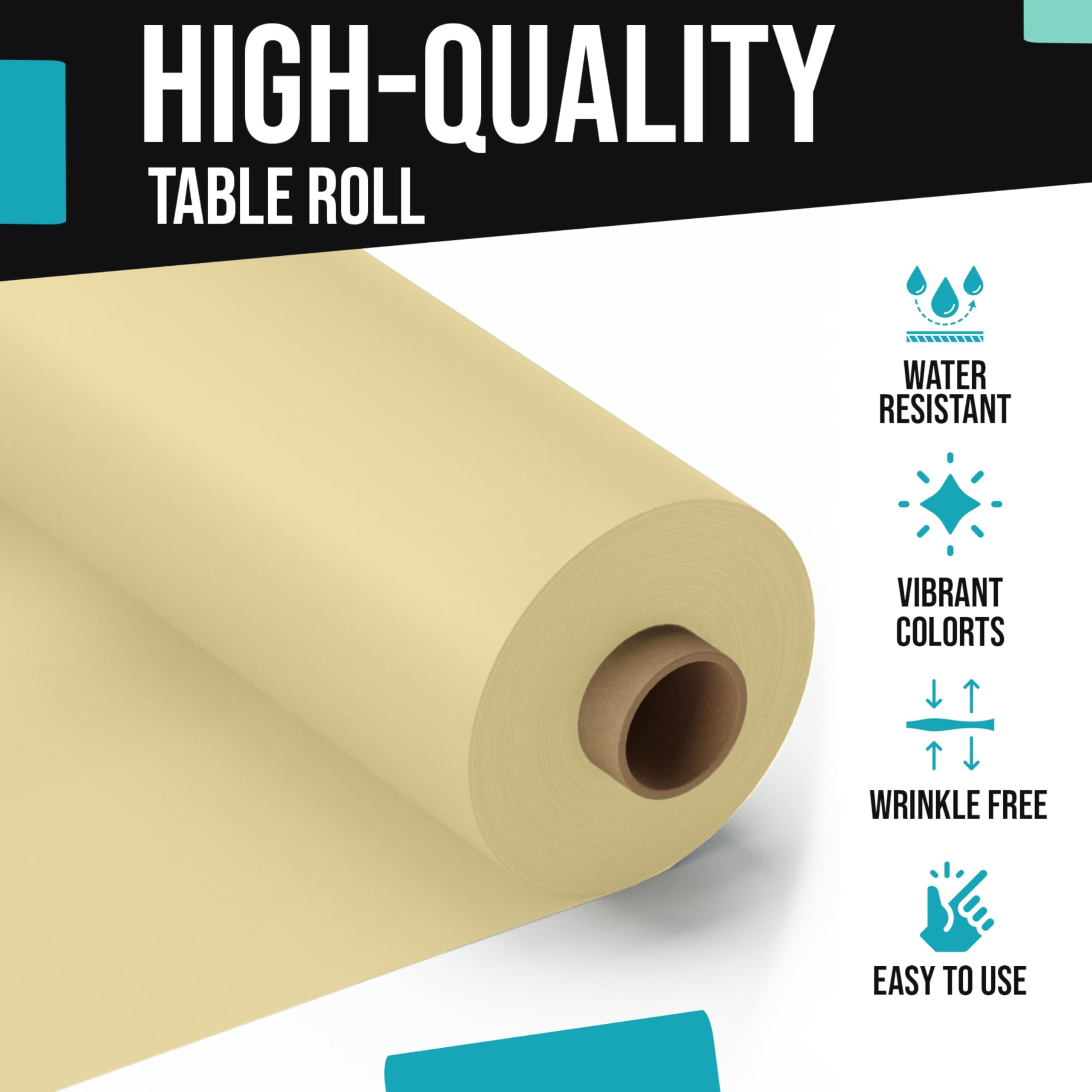 40 In. x 300 Ft. Premium Light Yellow Table Roll | Case of 4