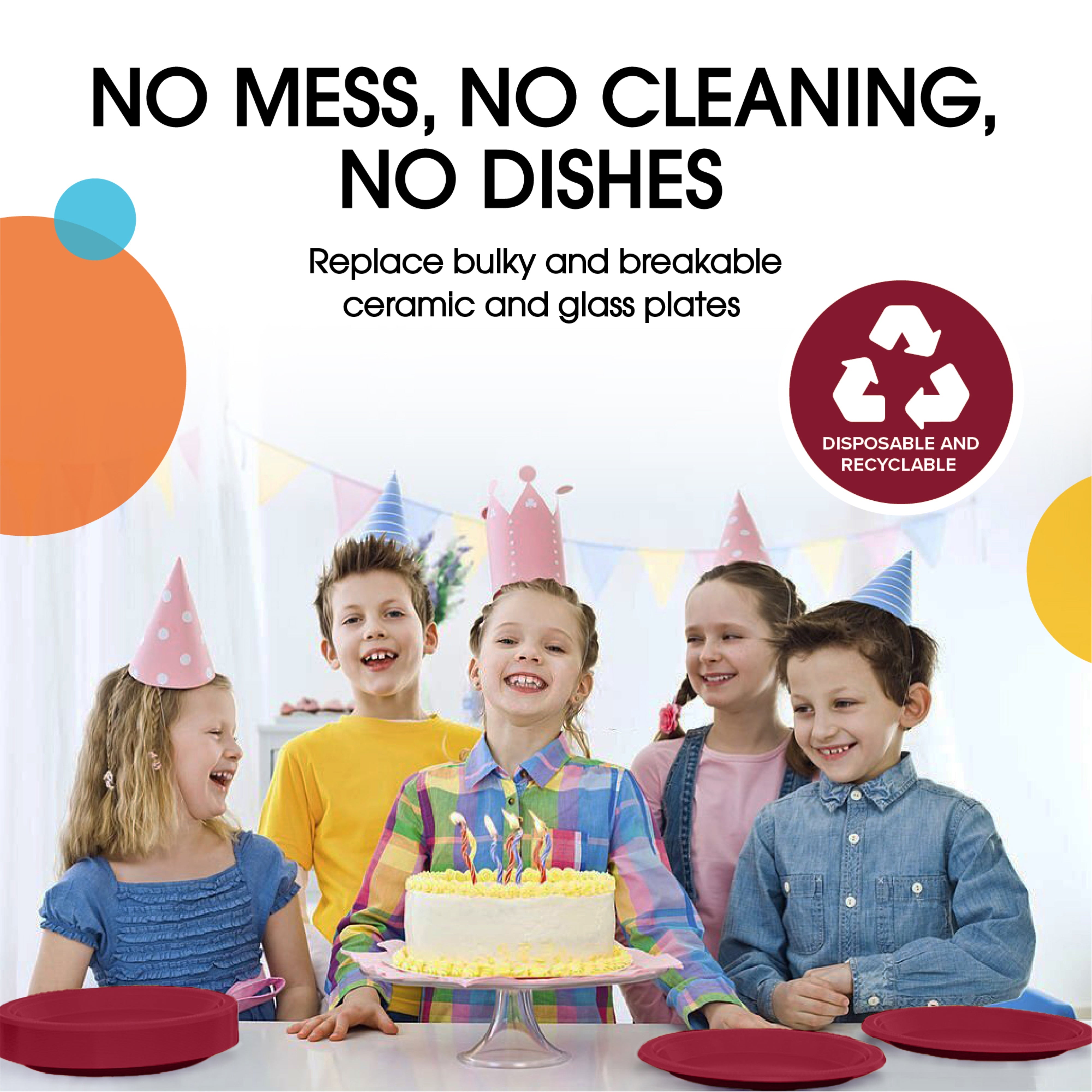 7 In. Burgundy Plastic Plates | 100 Count