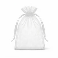 Elegant White Organza Wedding Favor Bags - 12 Pack