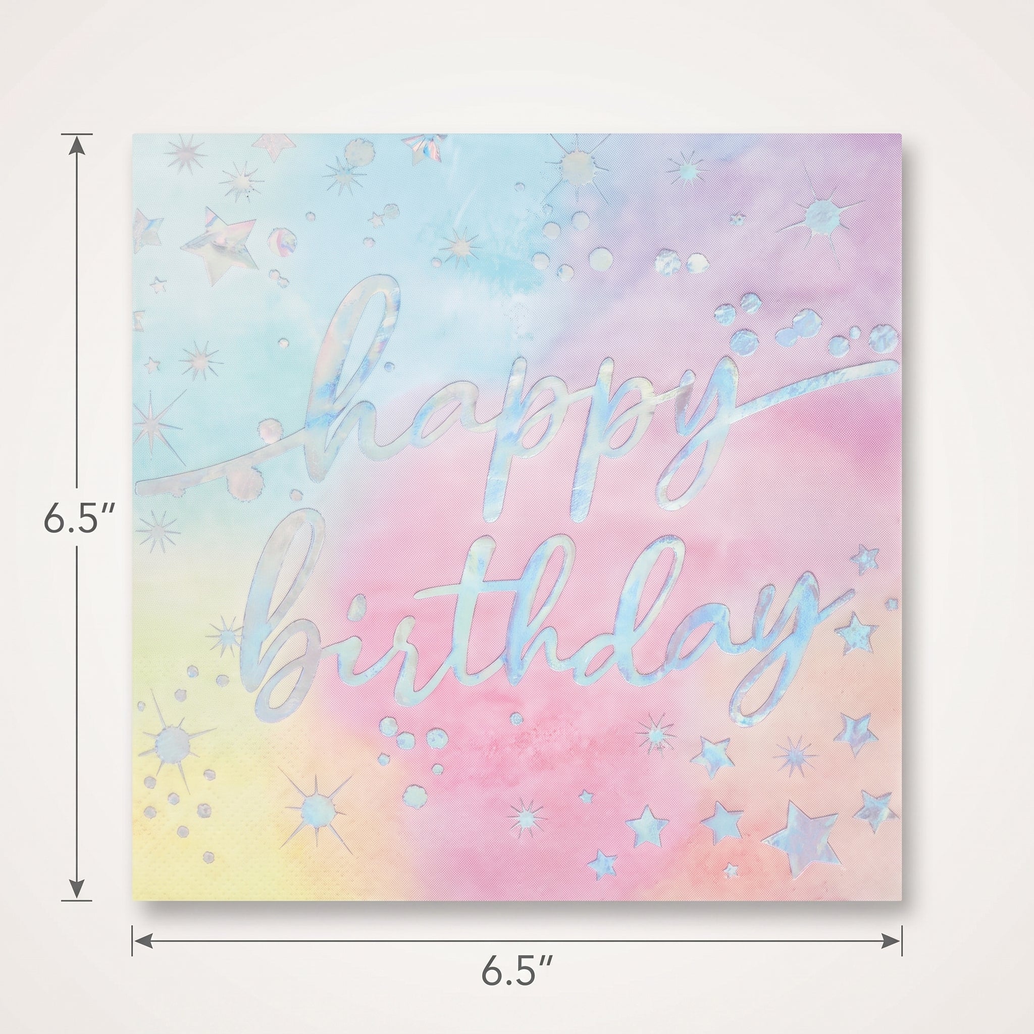 Iridescent Luminous Rainbow Birthday Lunch Napkins - 6.5 In. x 6.5 In. - 16 Pack