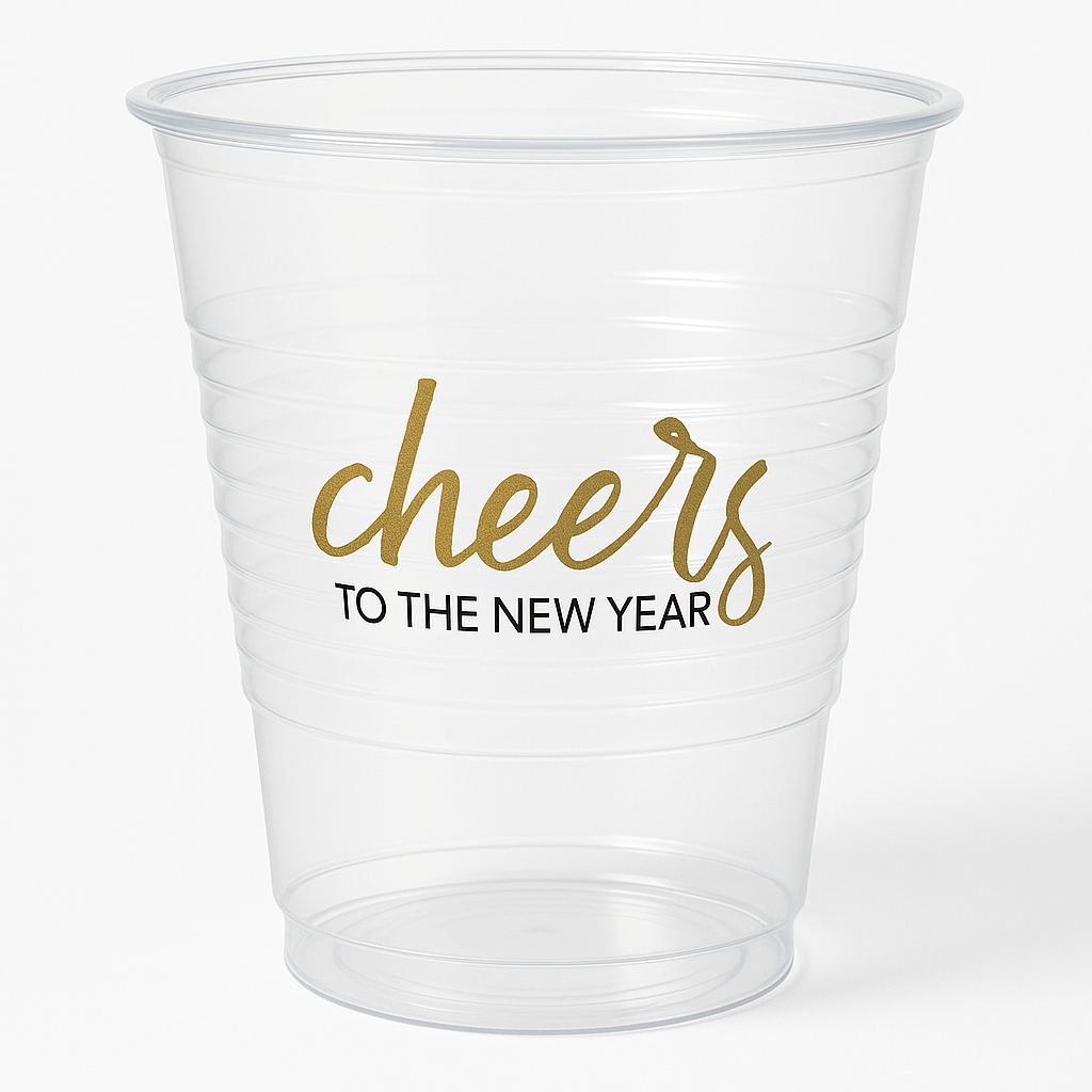 "Cheers To The New Year" 16oz Plastic Tumblers - 25 Pack