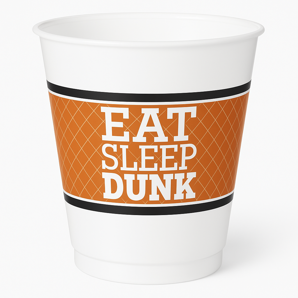 "Eat Sleep Dunk" Basketball Plastic Cups - 16 oz, 8 Pack