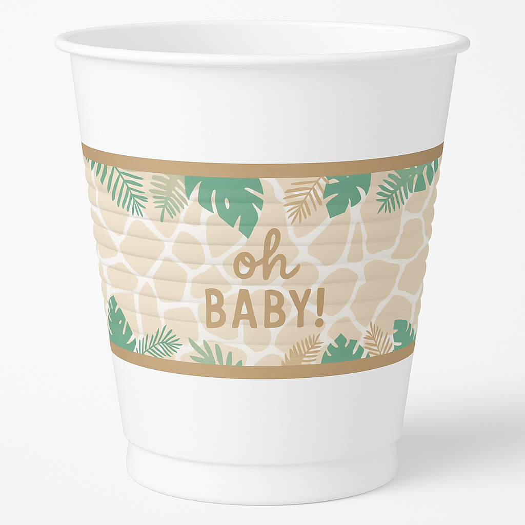 Soft Jungle "Oh Baby" 16oz Plastic Cups - 25 Pack