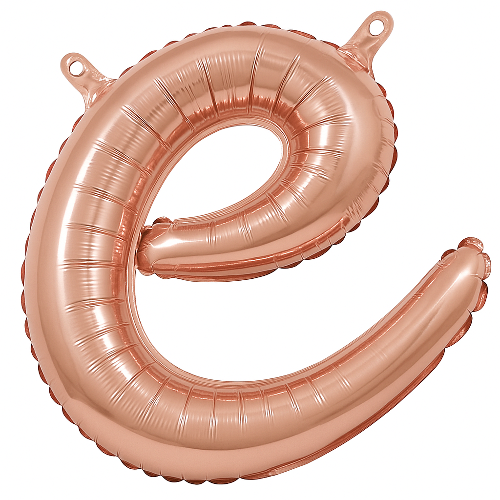 Rose Gold Script Letter 'E' Air-Filled Foil Balloon - 8-Inch